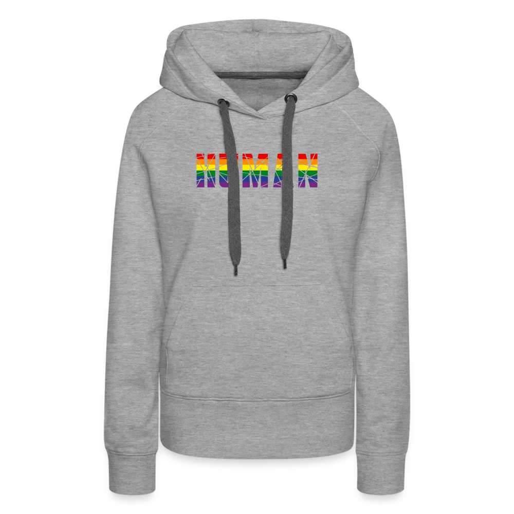 HUMAN in Regenbogen-Farben "Frauen"-Schnitt Premium Hoodie - Grau meliert