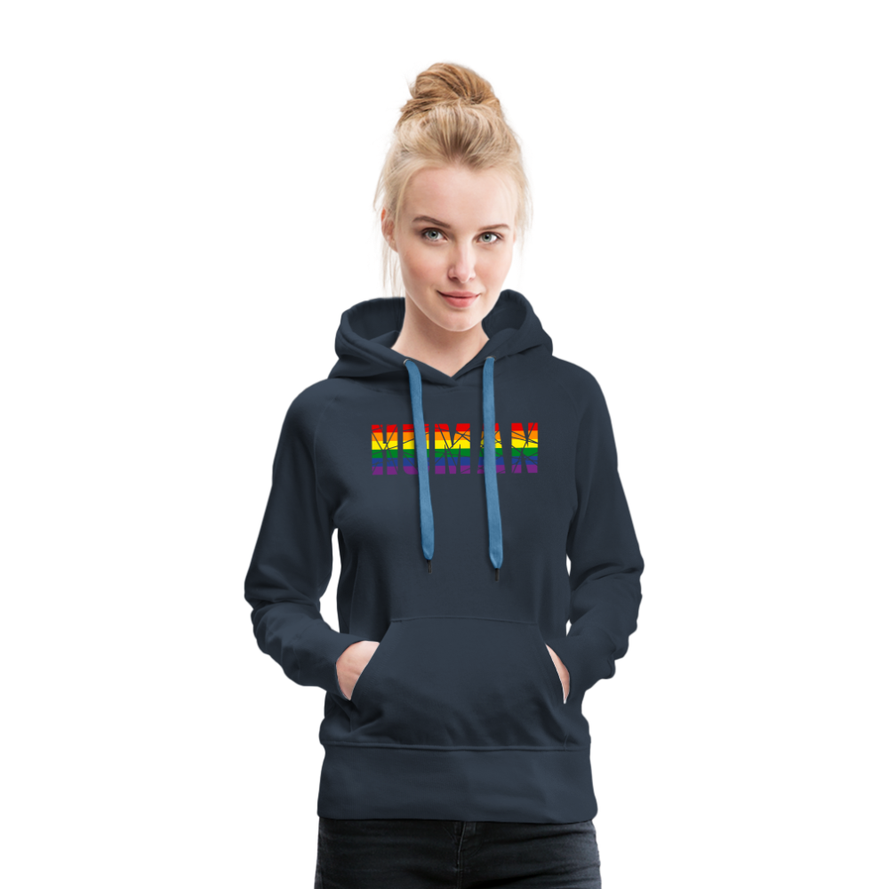 HUMAN in Regenbogen-Farben "Frauen"-Schnitt Premium Hoodie - Navy