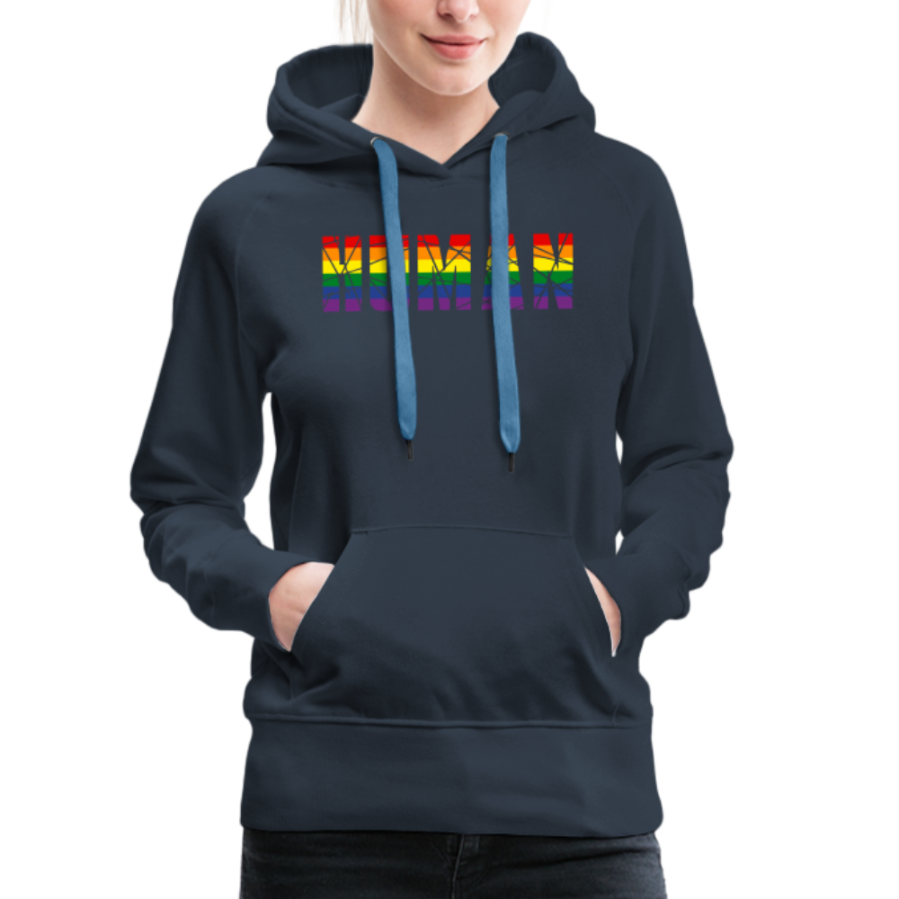 HUMAN in Regenbogen-Farben "Frauen"-Schnitt Hoodie - Navy