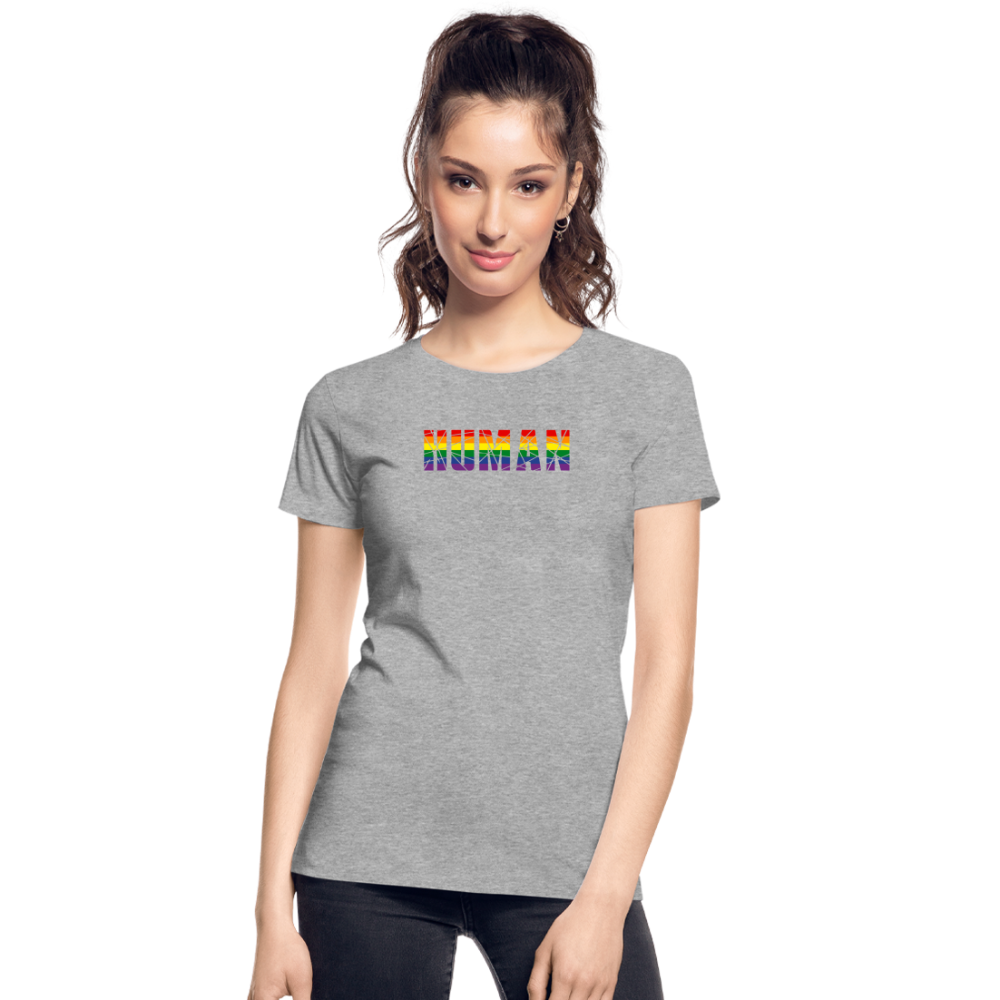 HUMAN in Regenbogen-Farben "Frauen"-Schnitt Premium Bio T-Shirt - Grau meliert