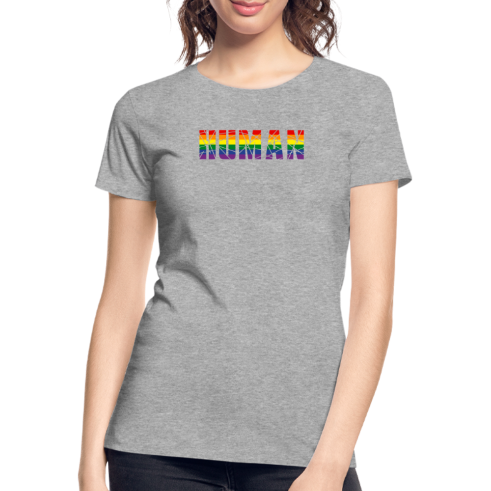 HUMAN in Regenbogen-Farben "Frauen"-Schnitt T-Shirt - Grau meliert