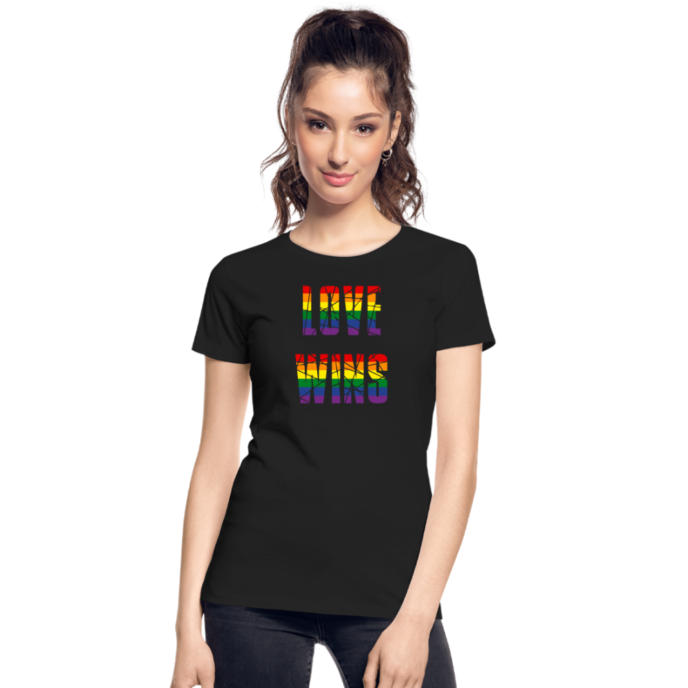 LOVE WINS in Regenbogen-Farben "Frauen" T-Shirt - Schwarz