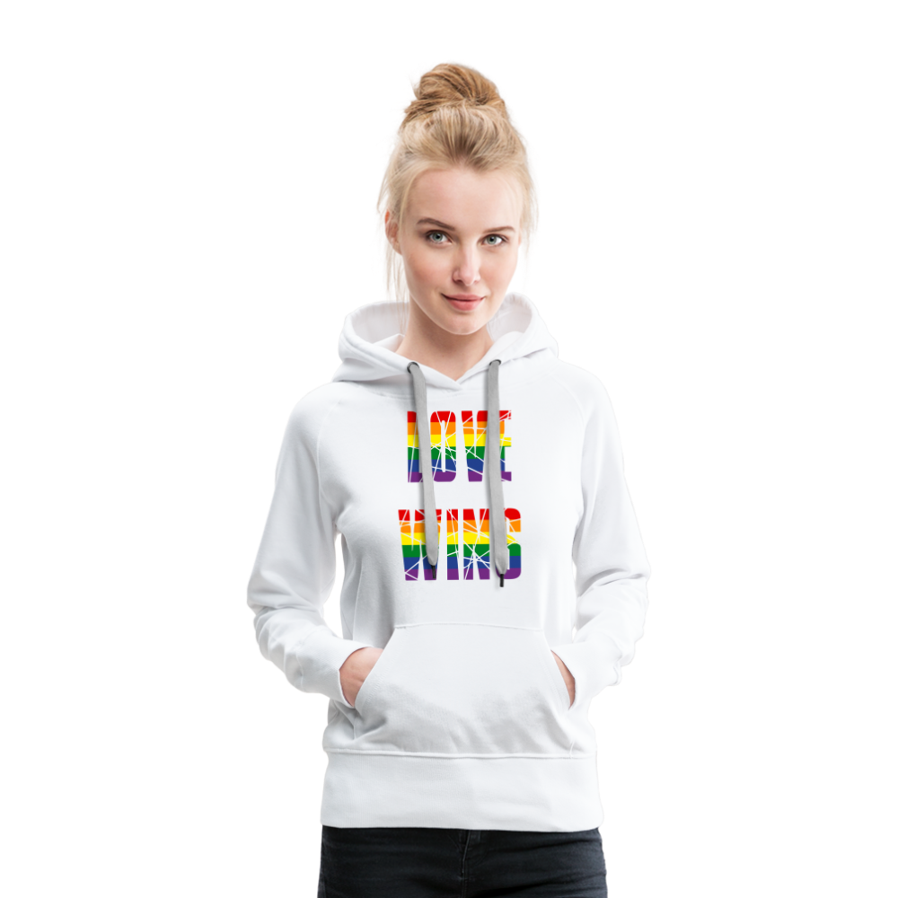LOVE WINS in Regenbogen-Farben "Frauen"-Schnitt Premium Hoodie - weiß