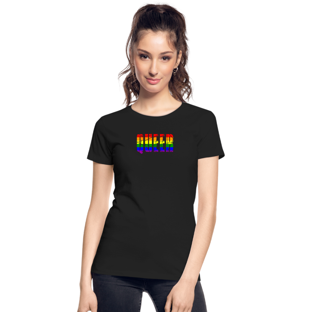 QUEER in Regenbogen-Farben "Frauen" T-Shirt - Schwarz