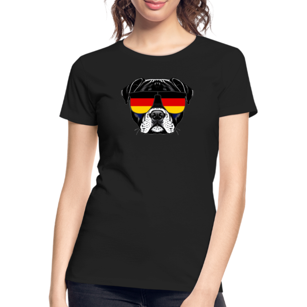 Hund mit Deutschland-Sonnenbrille "Frauen"-Schnitt T-Shirt - Schwarz