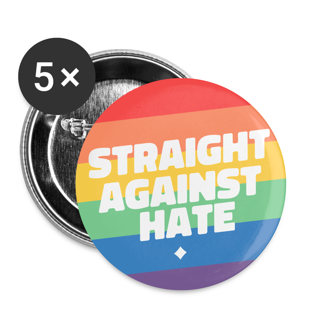Straight Against Hate Badge Buttons klein 25 mm (5er Pack) - weiß