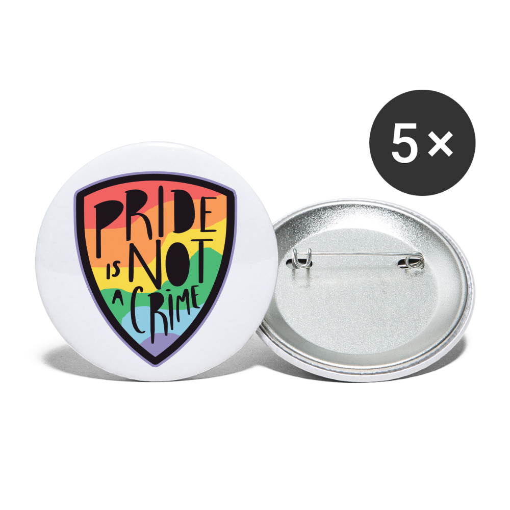 Pride is not a Crime Badge Buttons klein 25 mm (5er Pack) - weiß