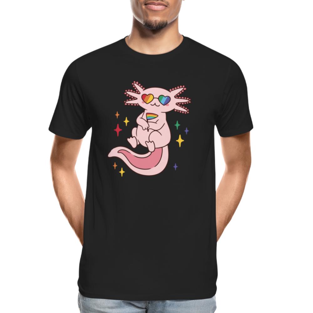 Big Pride Axolotl "Männer" T-Shirt - Schwarz