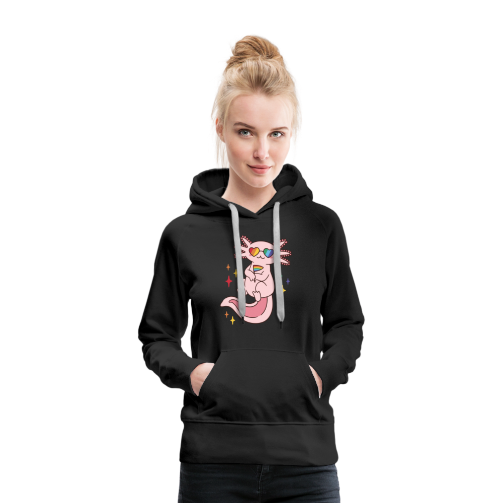 Big Pride Axolotl "Frauen" Hoodie - Schwarz