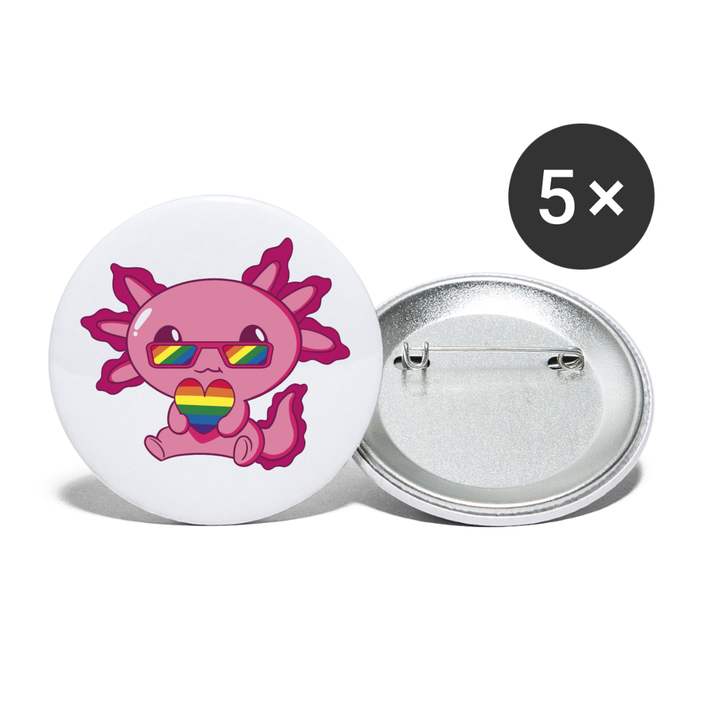 LGBTQ+ Axolotl Buttons klein 5x - weiß