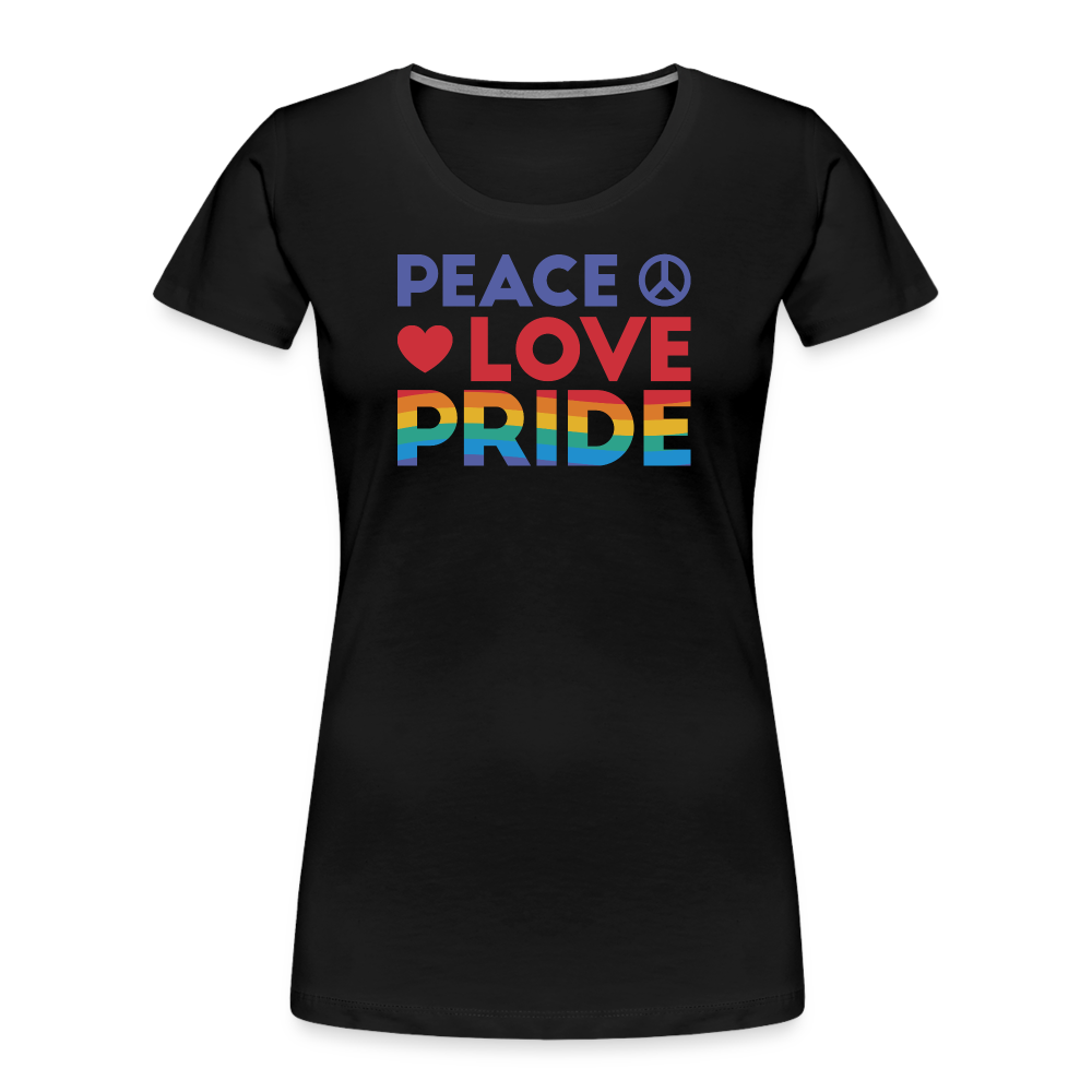 Peace Love Pride "Frauen" T-Shirt - Schwarz