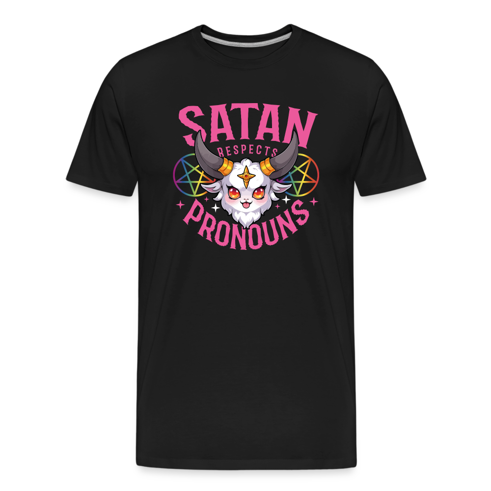Satan Respects Pronouns "Männer" T-Shirt - Schwarz