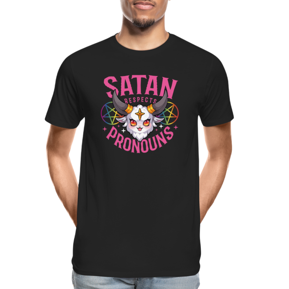 Satan Respects Pronouns "Männer" T-Shirt - Schwarz