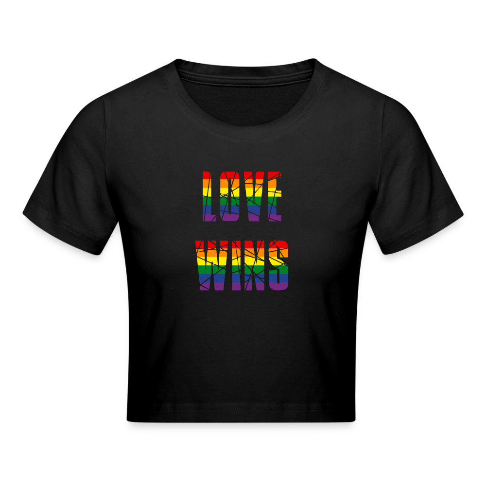 LOVE WINS in Regenbogen-Farben Cropped T-Shirt - Schwarz