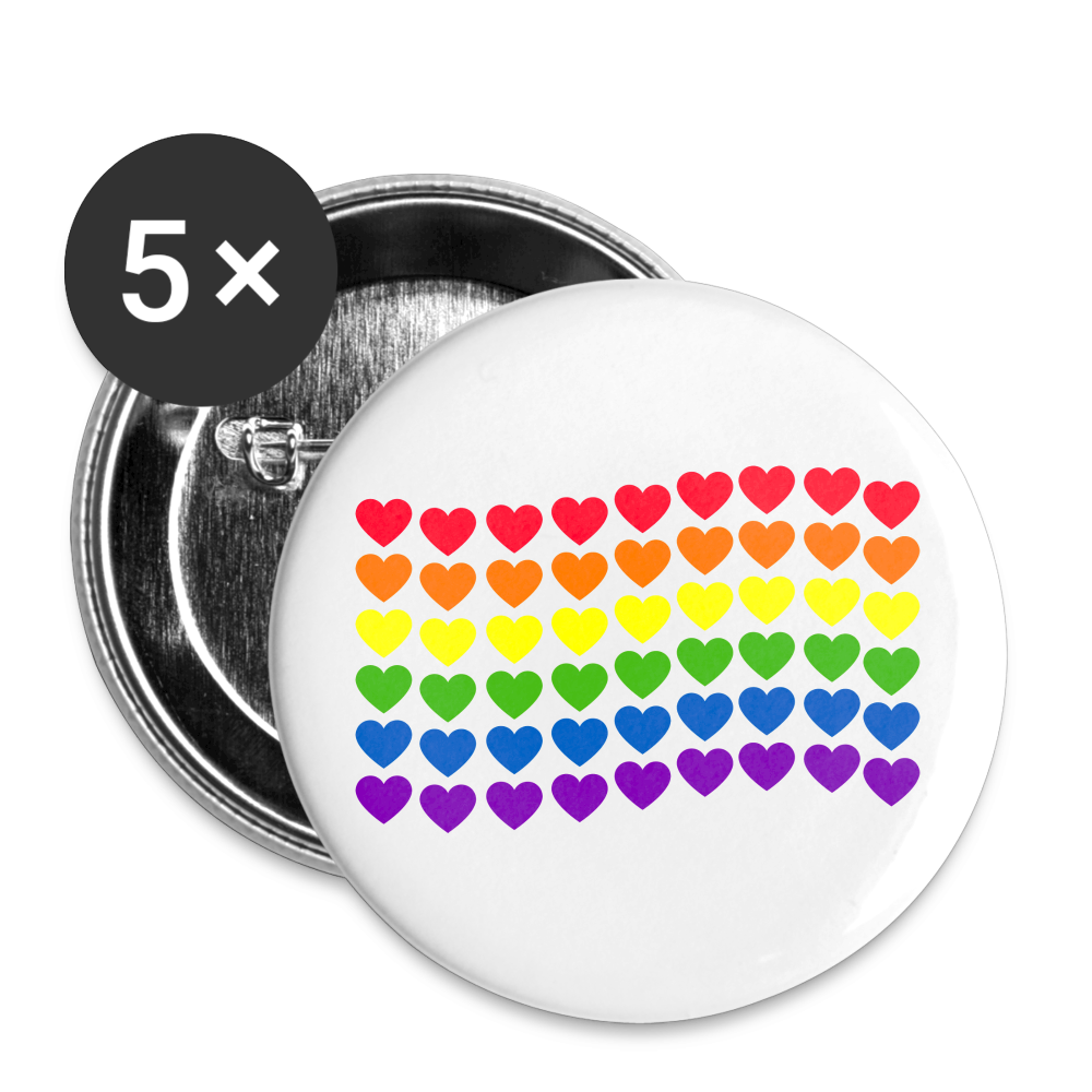 Herzenflagge Buttons klein 5x - weiß