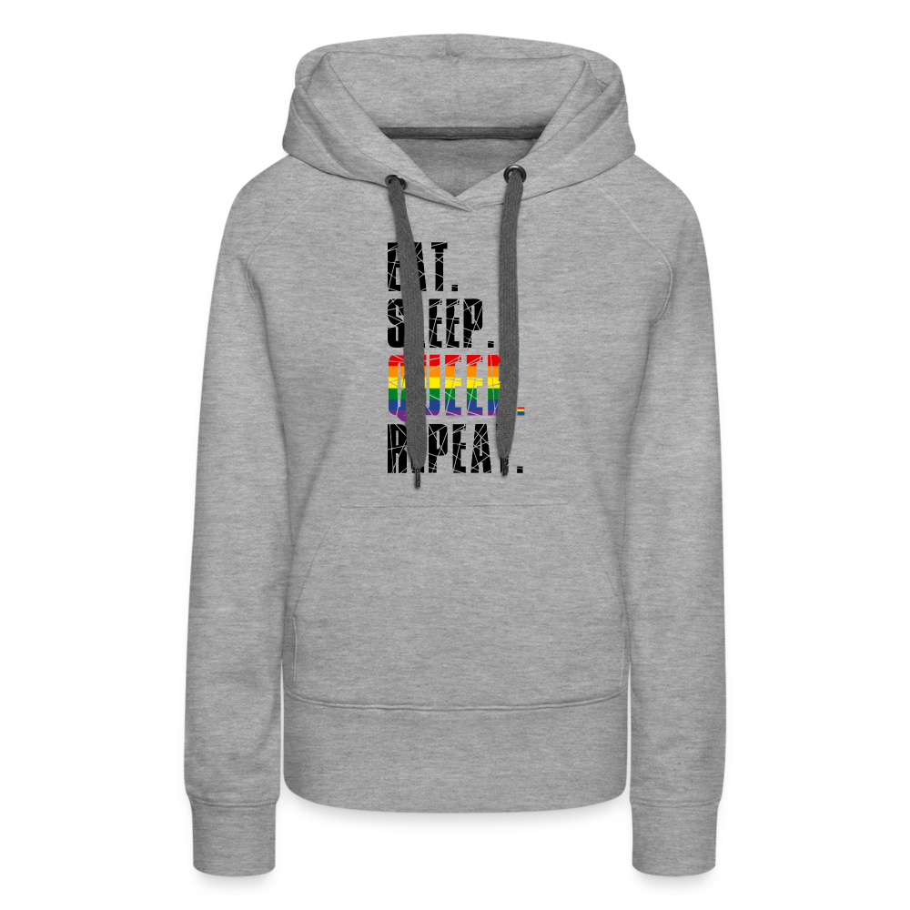 EAT. SLEEP. QUEER. REPEAT. "Frauen" Hoodie - Grau meliert