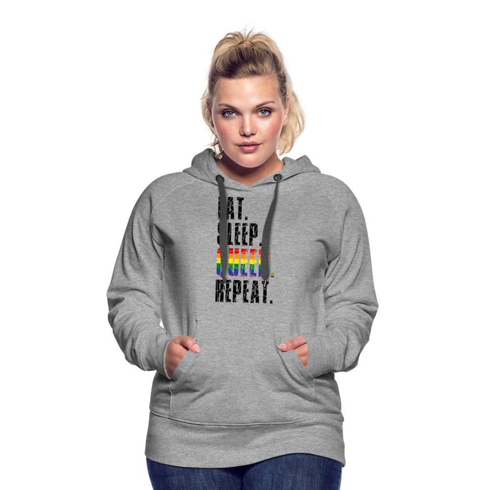 EAT. SLEEP. QUEER. REPEAT. "Frauen" Hoodie - Grau meliert