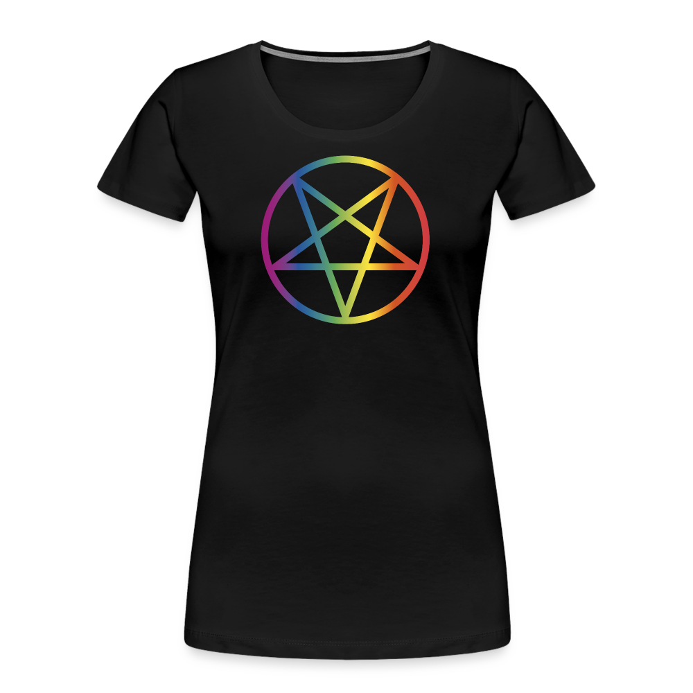 Regenbogen Pentagramm "Frauen" T-Shirt - Schwarz