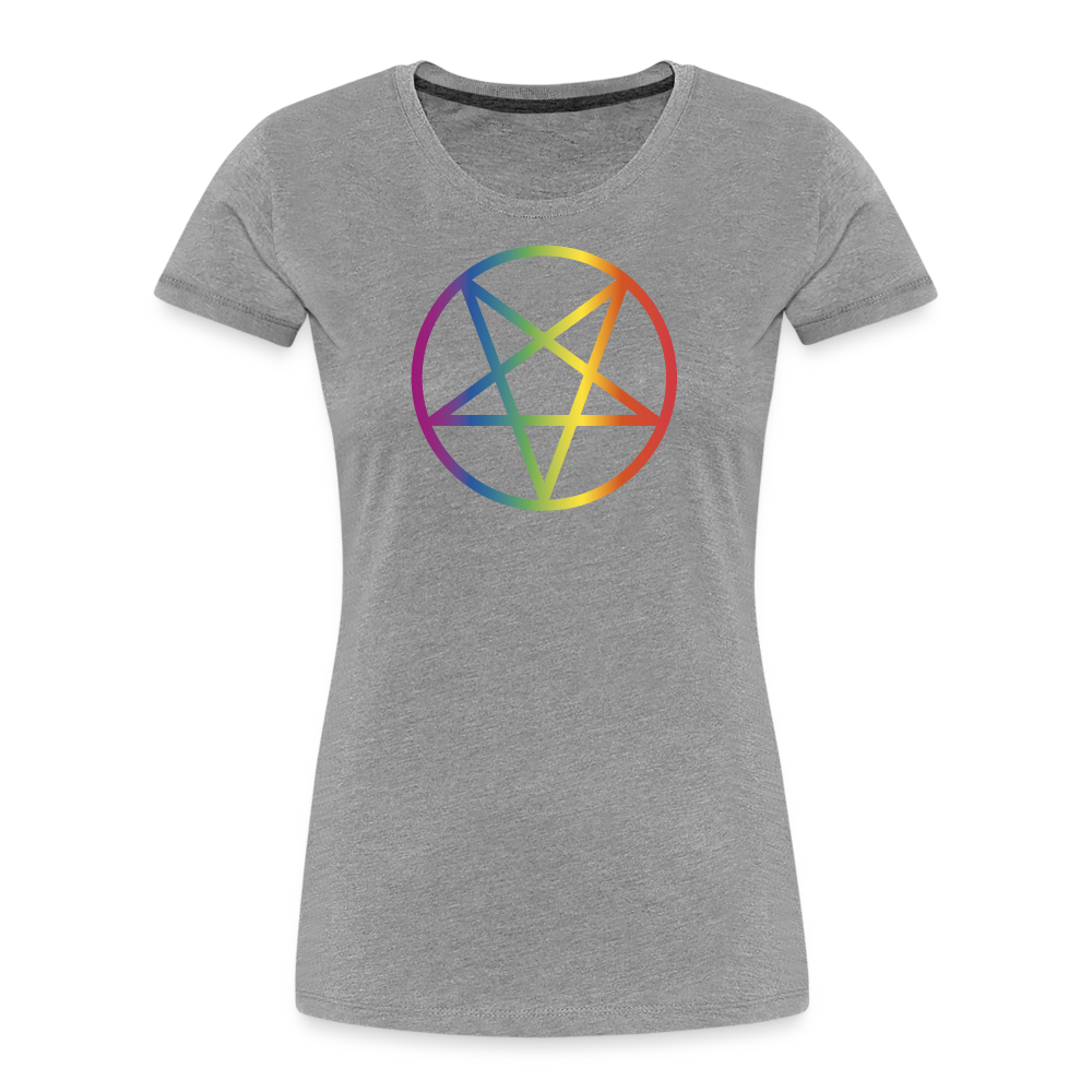 Regenbogen Pentagramm "Frauen" T-Shirt - Grau meliert