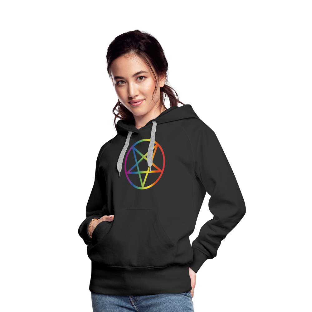 Regenbogen Pentagramm "Frauen" Hoodie - Schwarz