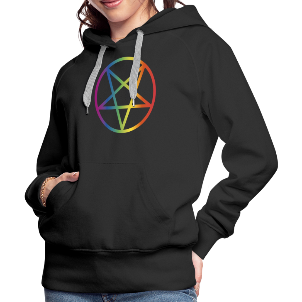 Regenbogen Pentagramm "Frauen" Hoodie - Schwarz