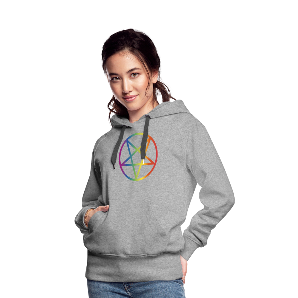 Regenbogen Pentagramm "Frauen" Hoodie - Grau meliert