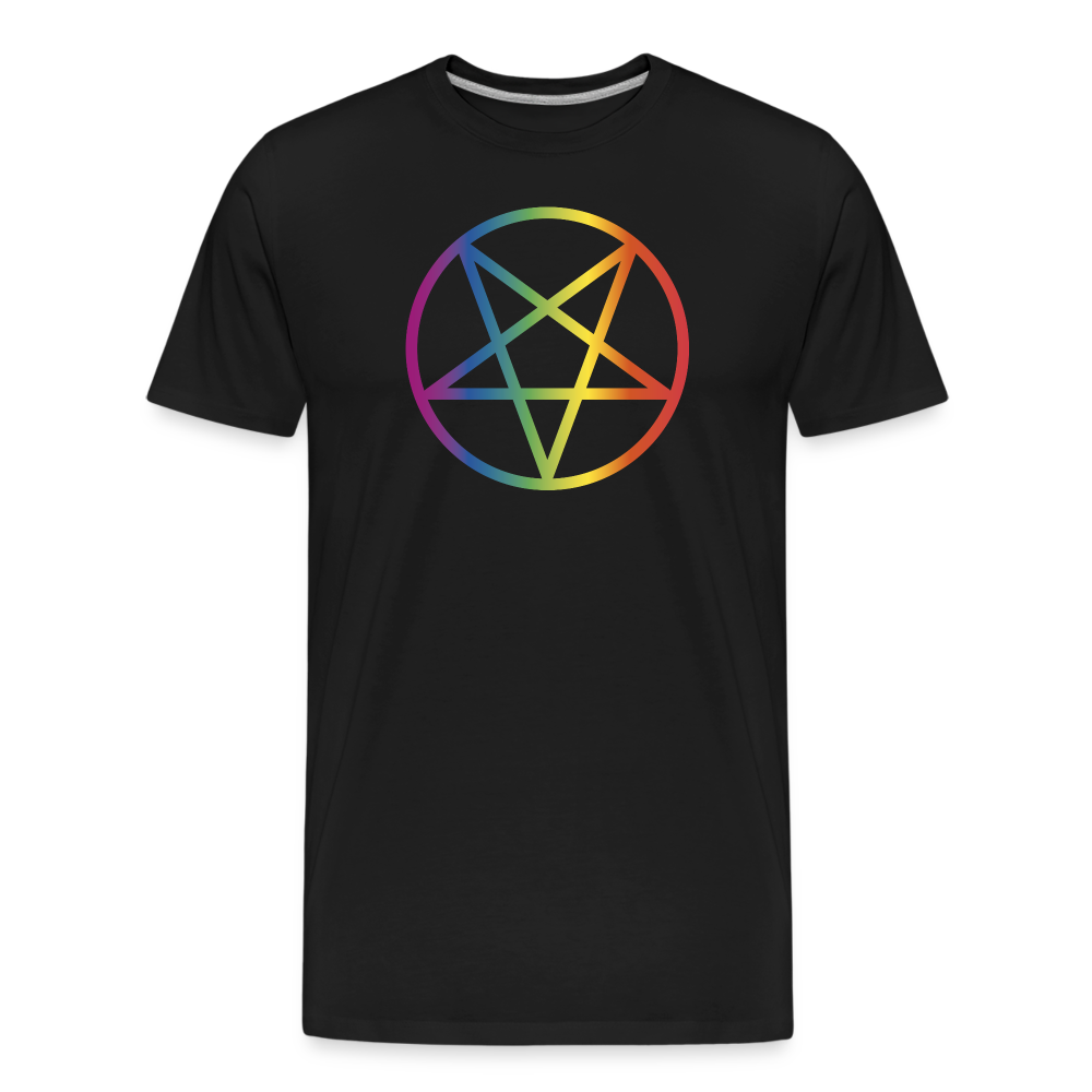 Regenbogen Pentagramm "Männer" T-Shirt - Schwarz