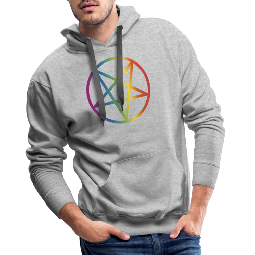 Regenbogen Pentagramm "Männer" Hoodie - Grau meliert