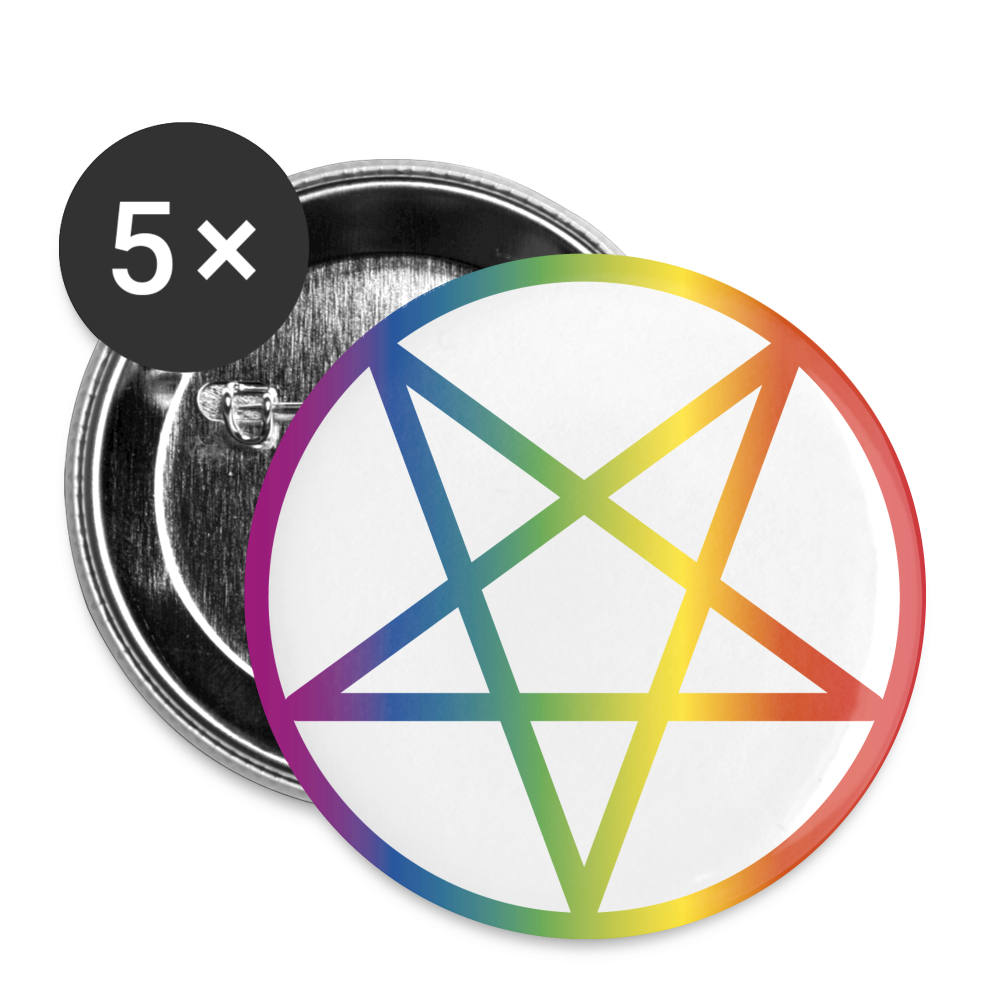 Regenbogen Pentagramm Buttons klein 5x - weiß