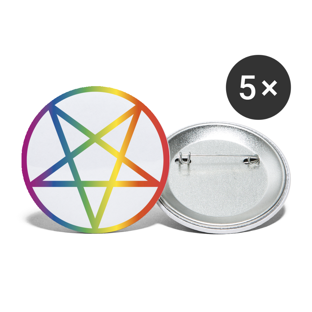 Regenbogen Pentagramm Buttons klein 5x - weiß