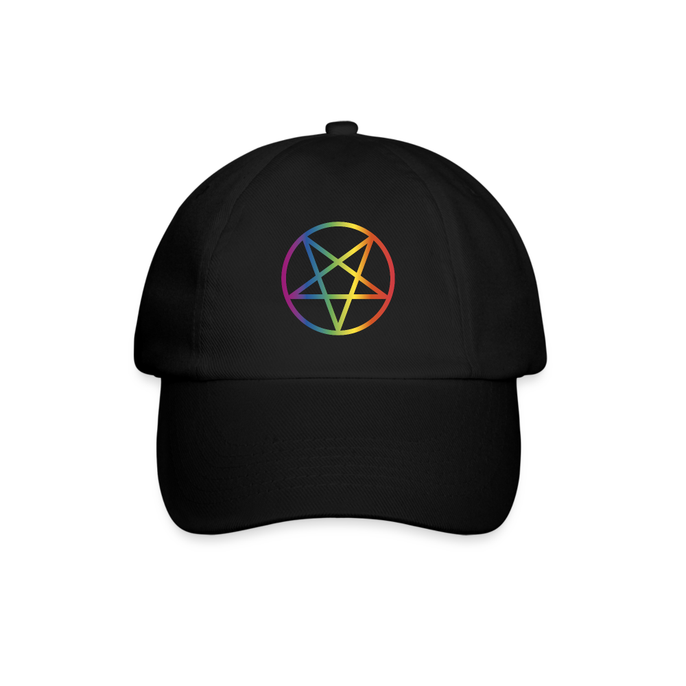 Regenbogen Pentagramm Baseballkappe - Schwarz/Schwarz