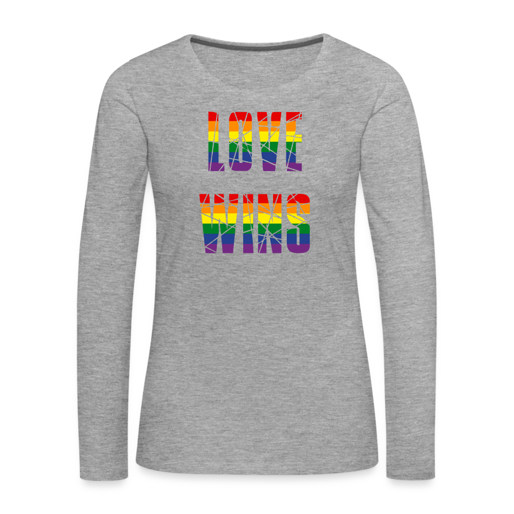 LOVE WINS in Regenbogen-Farben "Frauen" Langarmshirt - Grau meliert