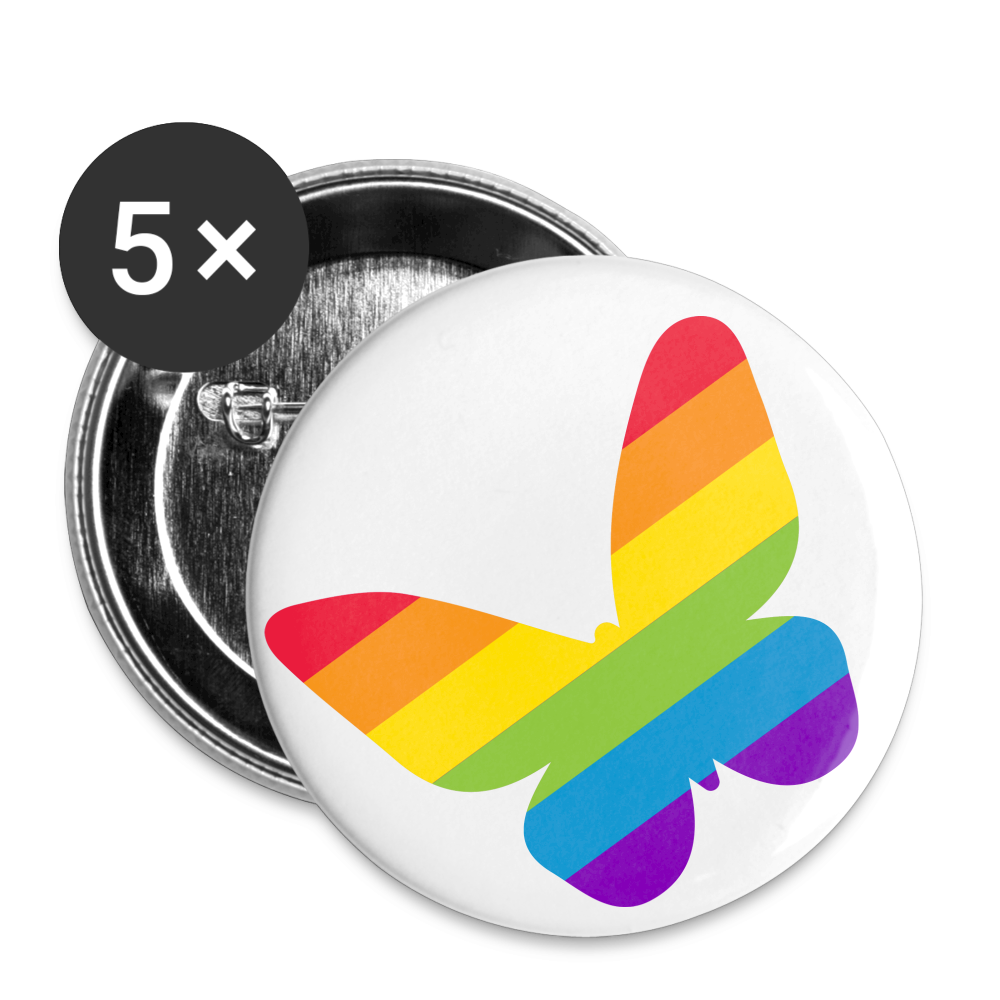 Regenbogen Schmetterling Buttons klein 5x - weiß