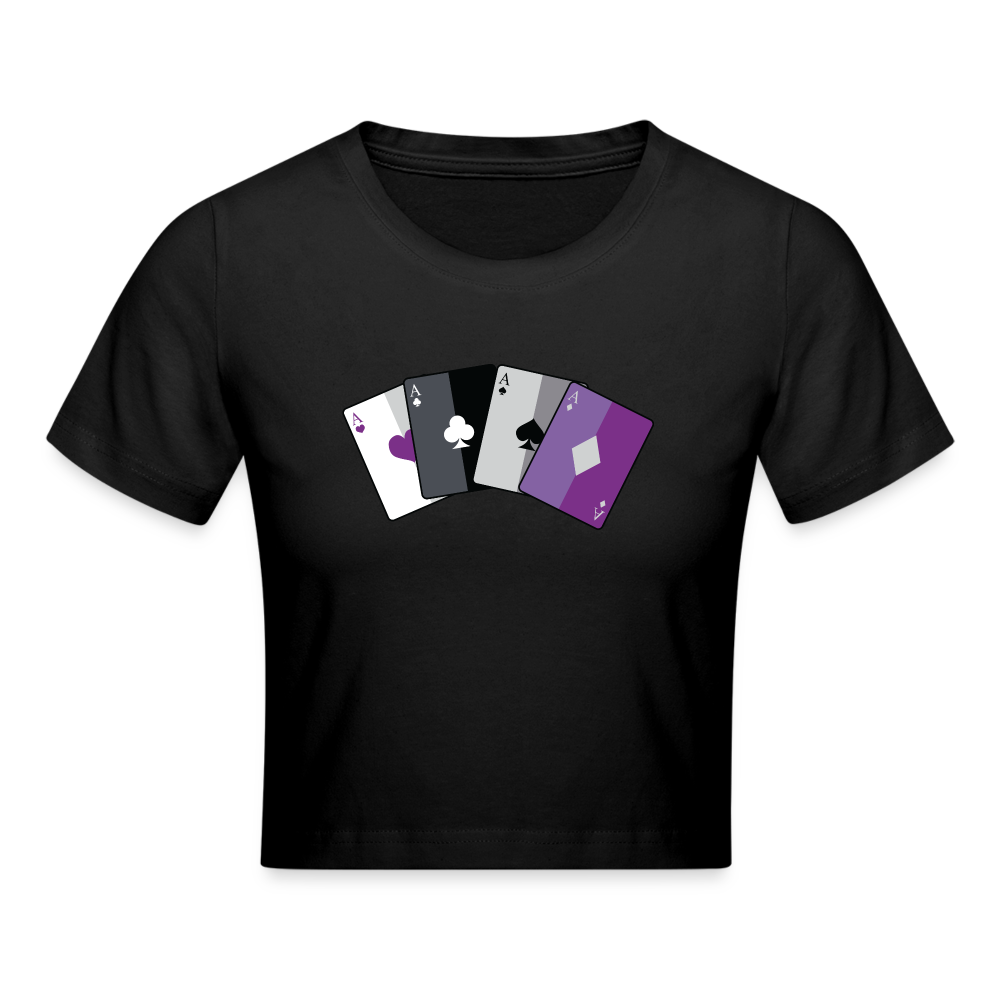 Asexual Spielkarten Cropped T-Shirt - Schwarz