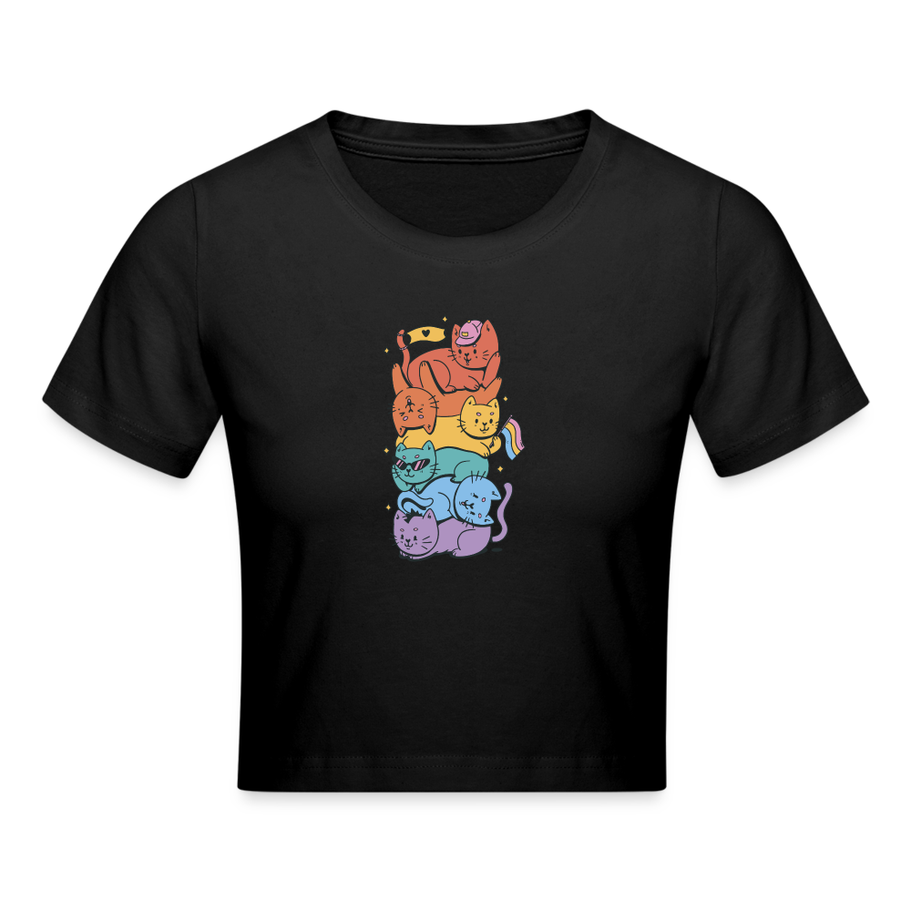 LGBTQ+ Katzen Cropped T-Shirt - Schwarz