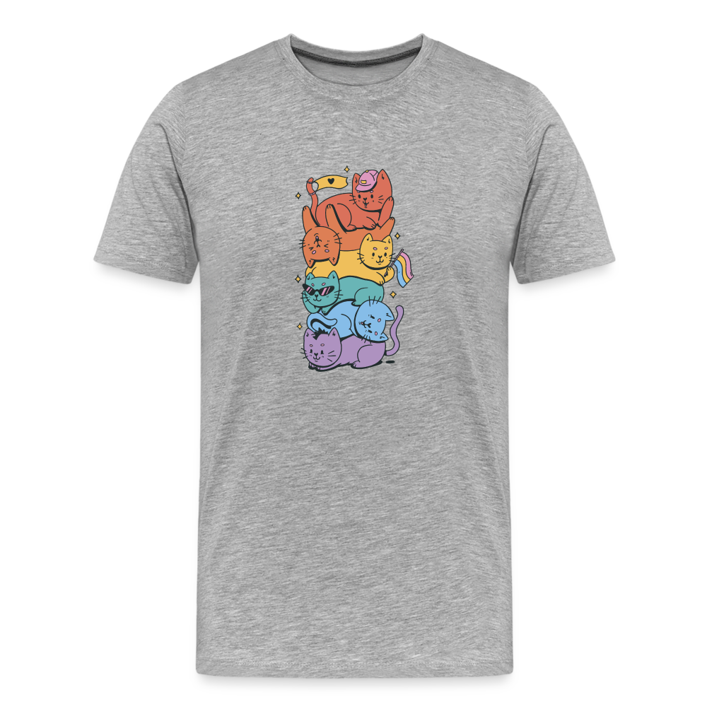 LGBTQ+ Katzen "Männer" T-Shirt - Grau meliert