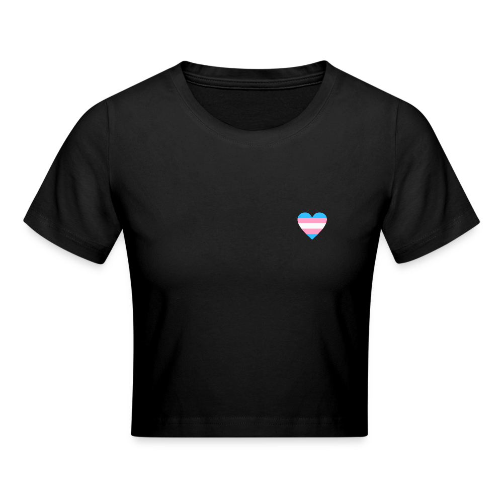Trans Herz Cropped T-Shirt - Schwarz