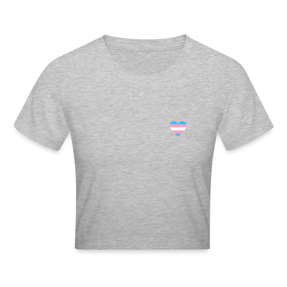 Trans Herz Cropped T-Shirt - Grau meliert