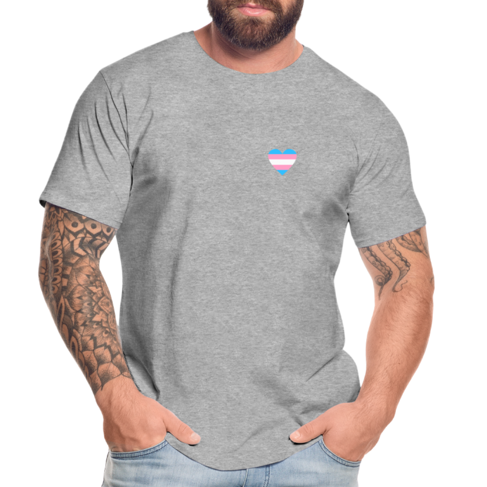 Trans Herz "Männer" T-Shirt - Grau meliert