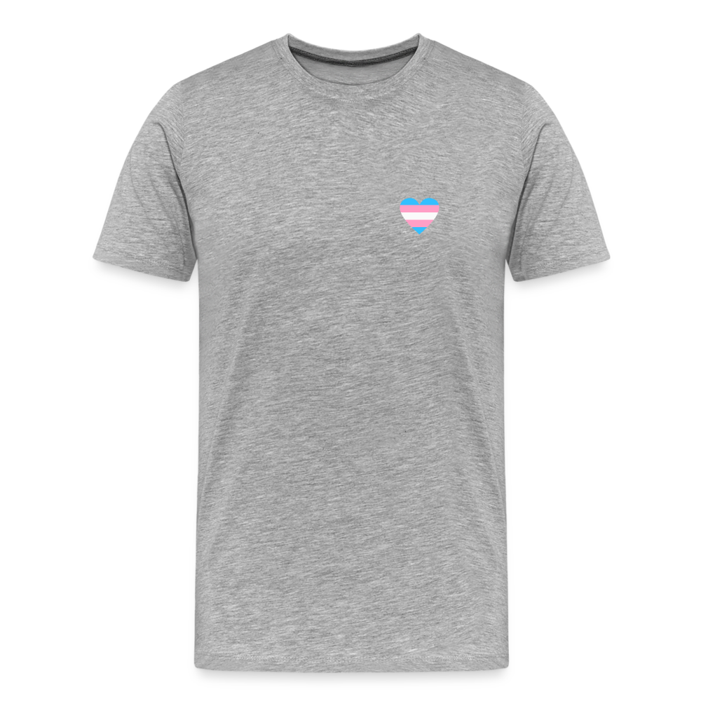 Trans Herz "Männer" T-Shirt - Grau meliert