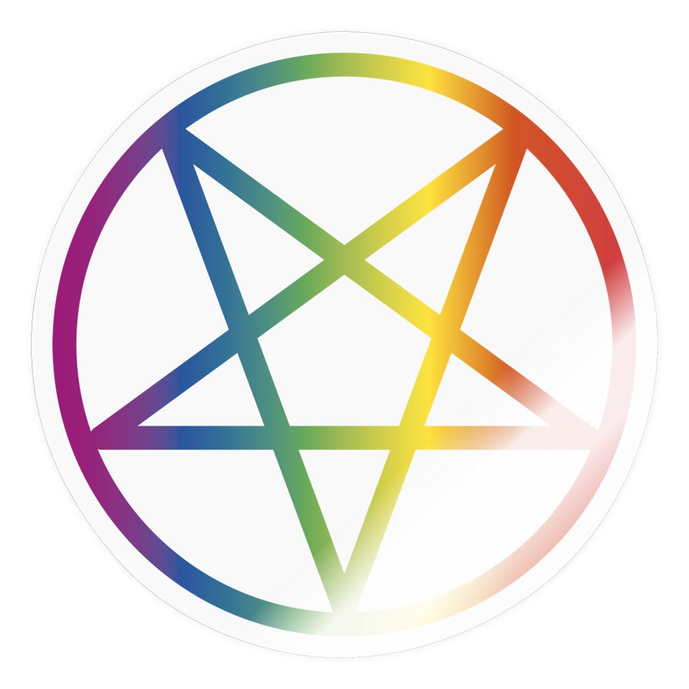 Regenbogen Pentagramm Sticker (groß) - Transparent glänzend