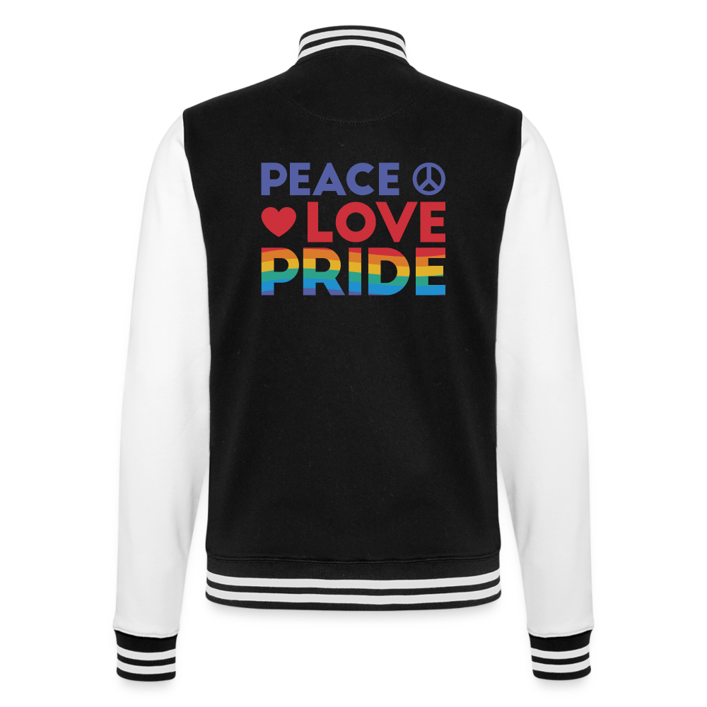 Peace Love Pride College-Sweatjacke - Schwarz/Weiß