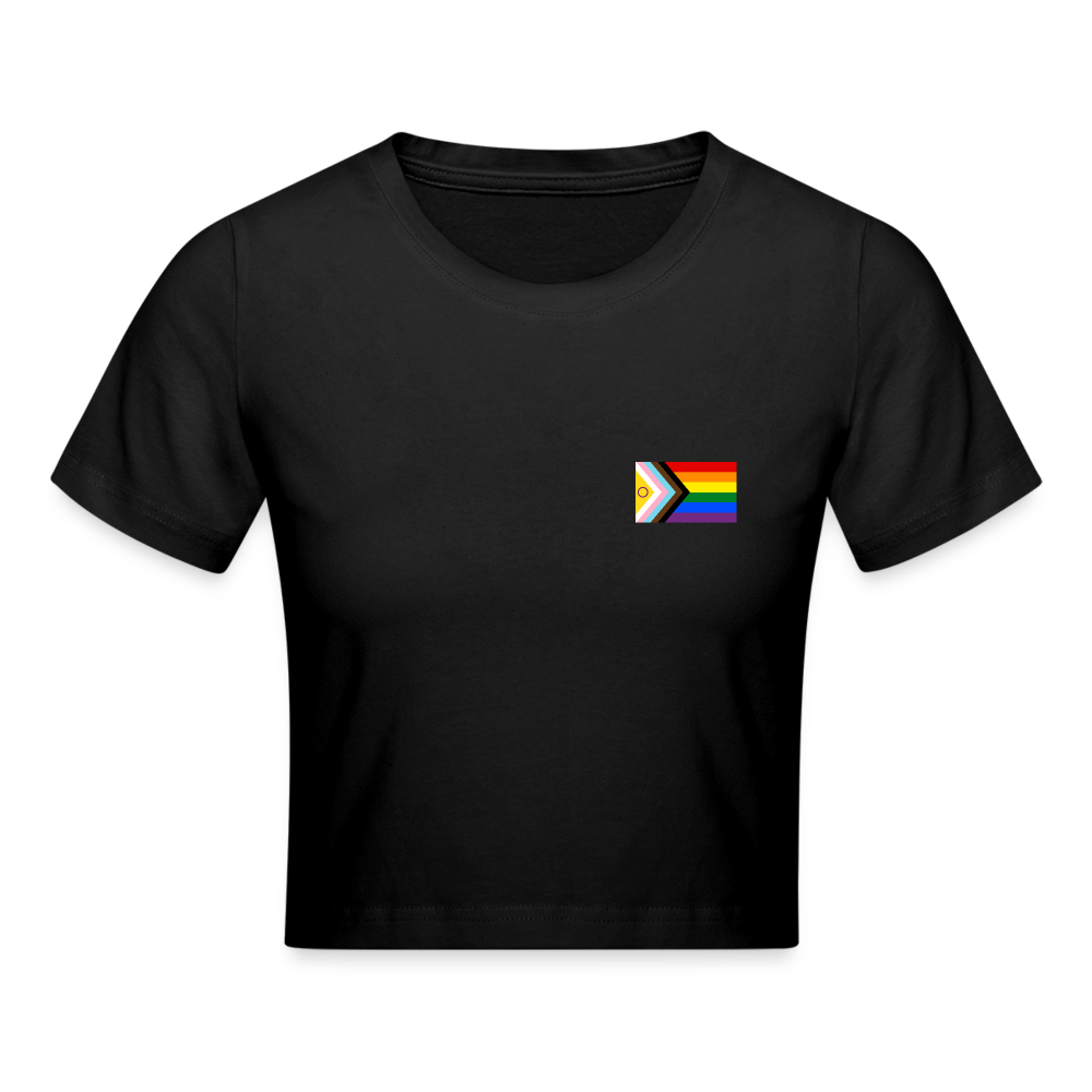 Intersex Inclusive Progress Pride Flag Cropped T-Shirt - Schwarz