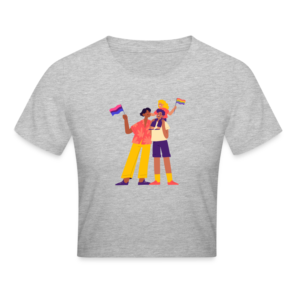 Gay Parents with Child Cropped T-Shirt - Grau meliert