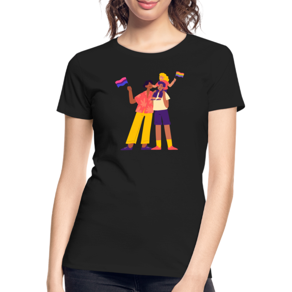 Gay Parents with Child "Frauen" T-Shirt - Schwarz