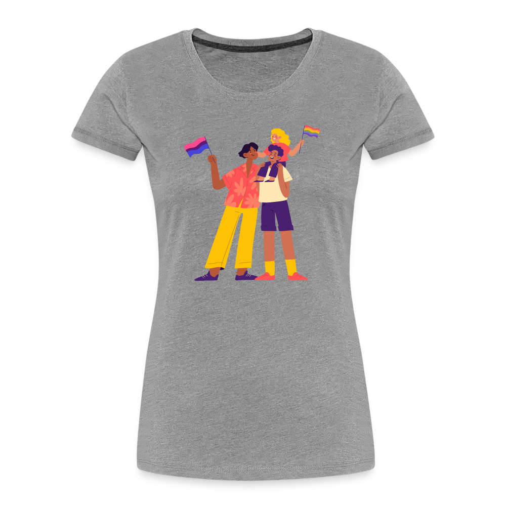 Gay Parents with Child "Frauen" T-Shirt - Grau meliert