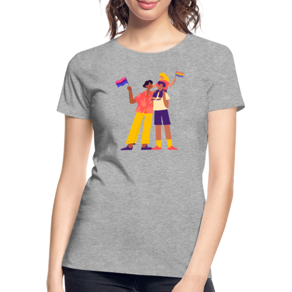 Gay Parents with Child "Frauen" T-Shirt - Grau meliert