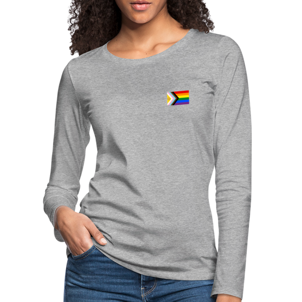 Intersex Inclusive Progress Pride Flag "Frauen" Langarmshirt - Grau meliert