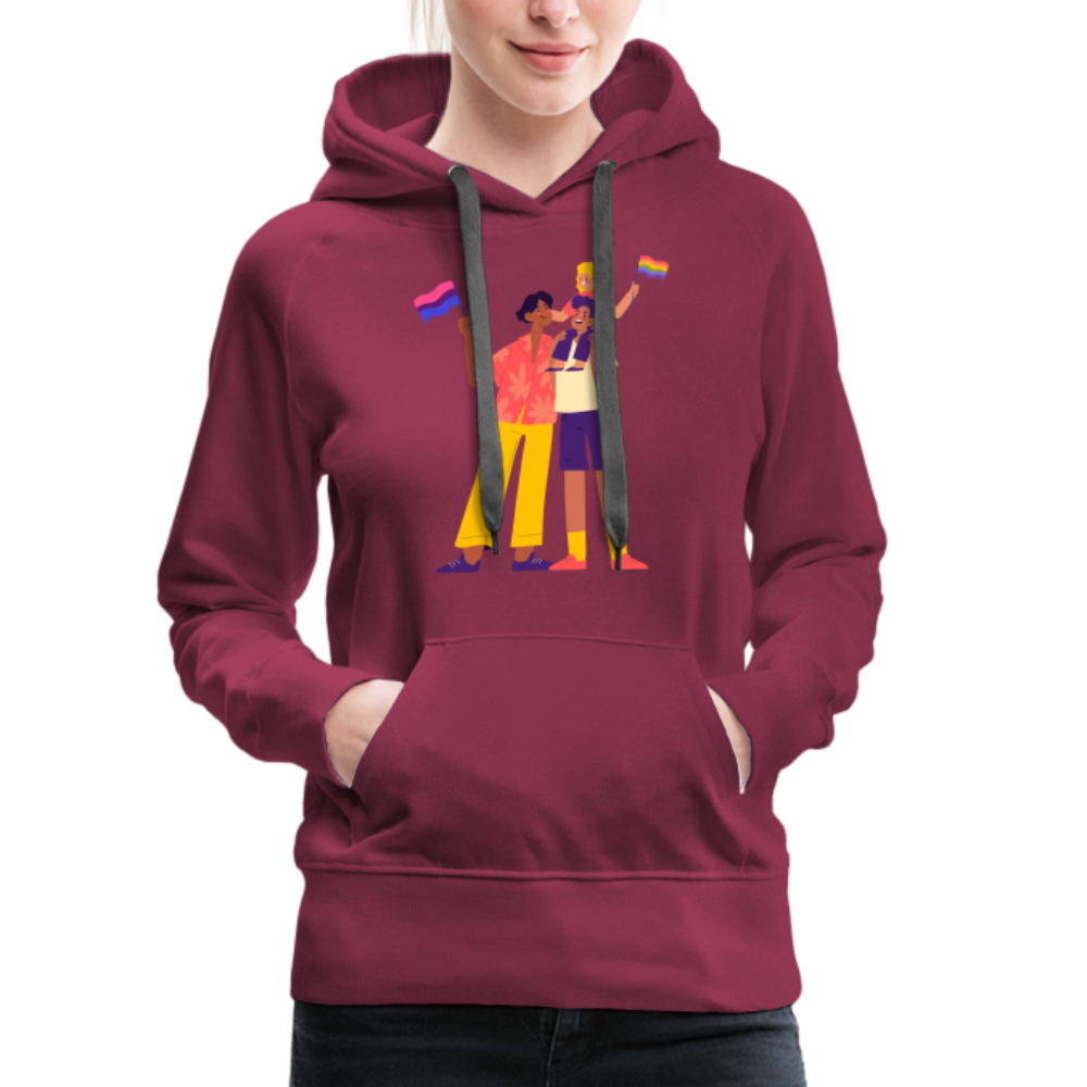 Gay Parents with Child "Frauen" Hoodie - Bordeaux