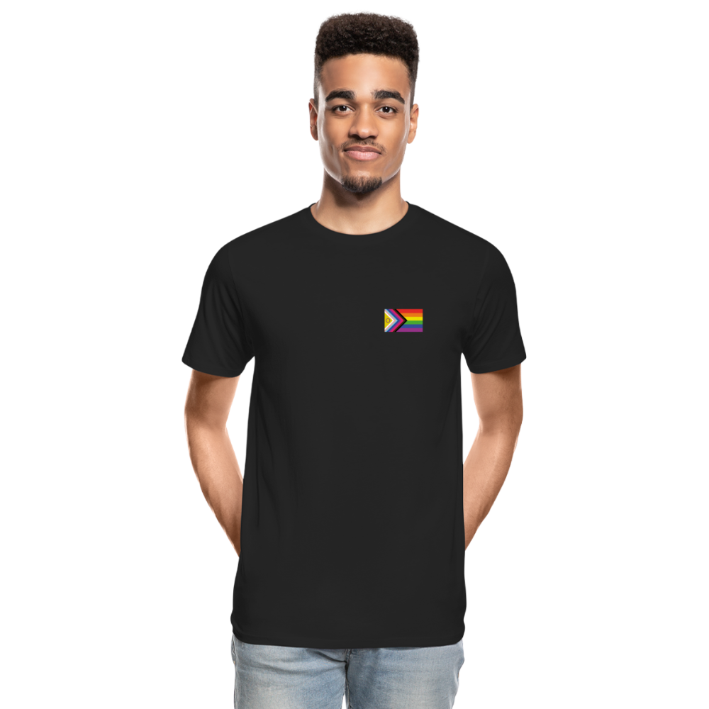 Bi+ Inklusive Progress Pride Flag "Männer" T-Shirt - Schwarz